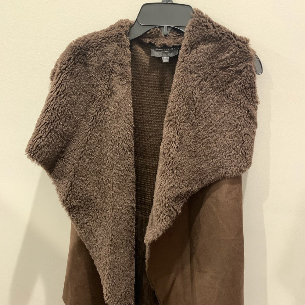 Brown shearling faux fur vest